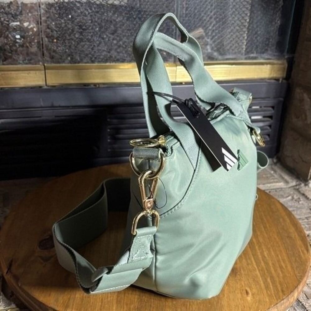 Adidas Mini Tote Premium Mini Tote Silver Green Gold Hardware Crossbody Bag NEW - Picture 6 of 8